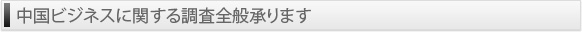 中国ビジネスに関する調査全般承ります